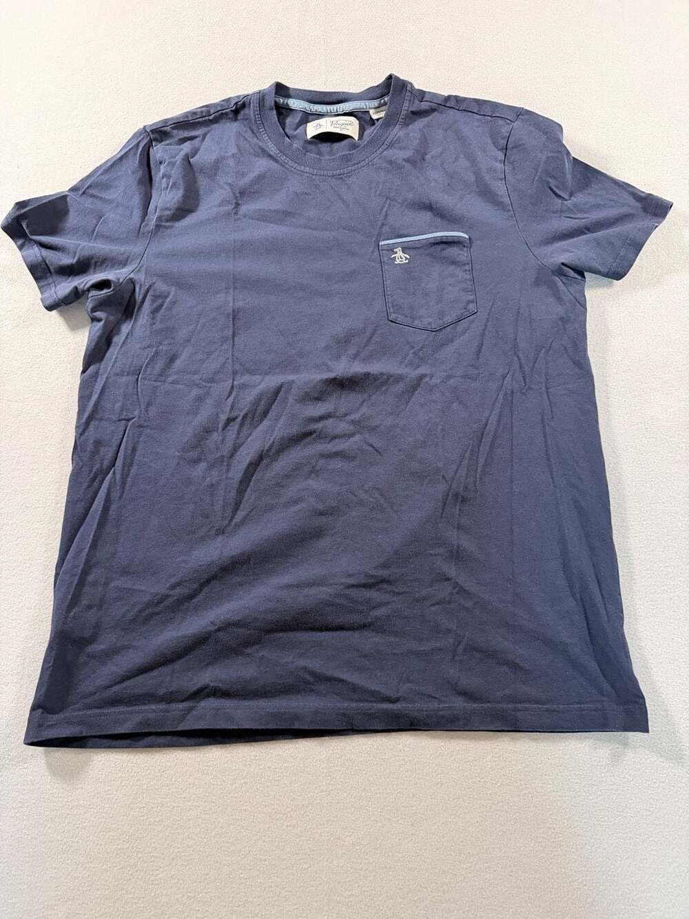Original Penguin Earl Tipped Pocket Crewneck T-Shirt Navy Blue XL